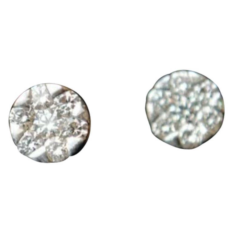 14k Solid Gold Solitaire Natural Diamond Statement Earring Set For Sale