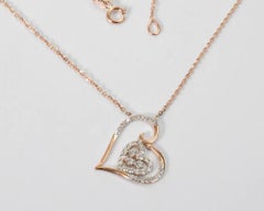 14k Solid Gold Heart Charm Diamond Necklace Minimalist Dainty Charm Necklace