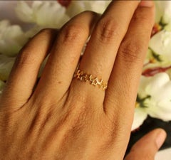 14k Solid Gold Star Eternity Ring Celestial Star Ring Designer Proposal Ring.