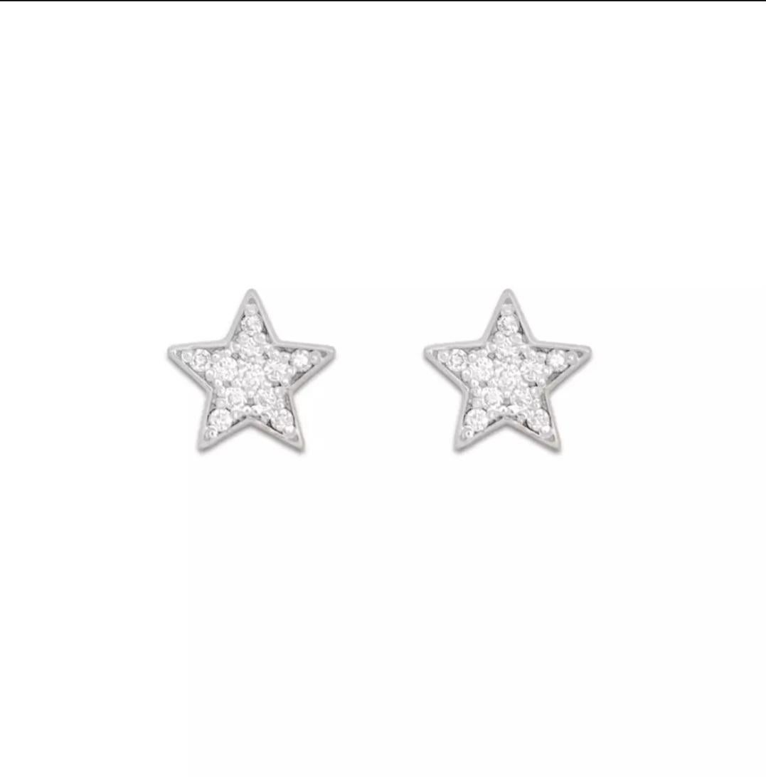 Art déco Boucles d'oreilles étoiles en or massif 14K Boucles d'oreilles anniversaire Minimalist Star Studs Simple. en vente
