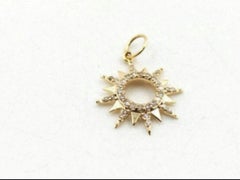 14K Solid Gold Sunburst Pendant For Women Dainty Pendant Christmas Gift For Her.