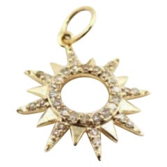 14K Solid Gold Sunburst Anhänger für Frauen Dainty Anhänger Weihnachtsgeschenk für Sie.