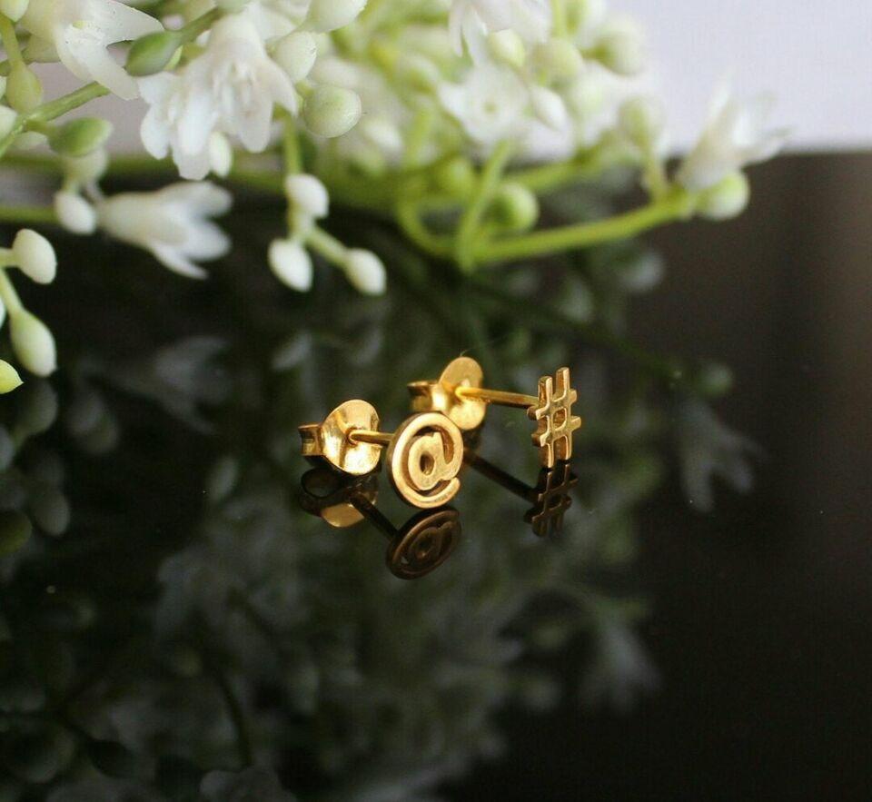 14k Solid Gold Symbol Studs Minimalist Gold Body Piercing Jewelry Nose Ear Stud. For Sale 2
