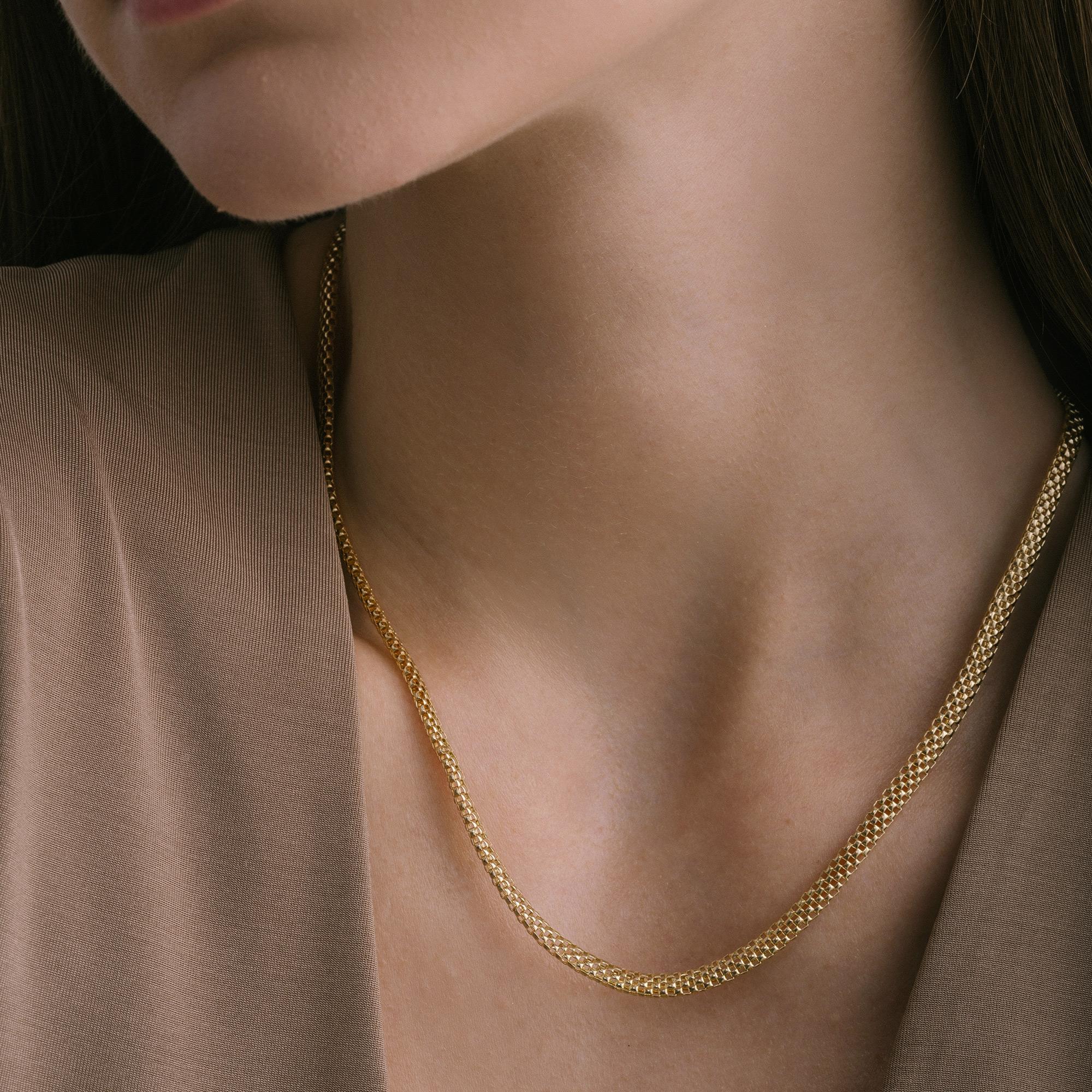 Collana a catena Popcorn in oro massiccio 14K - Gioielli massimalisti fatti a mano e audaci in vendita 2