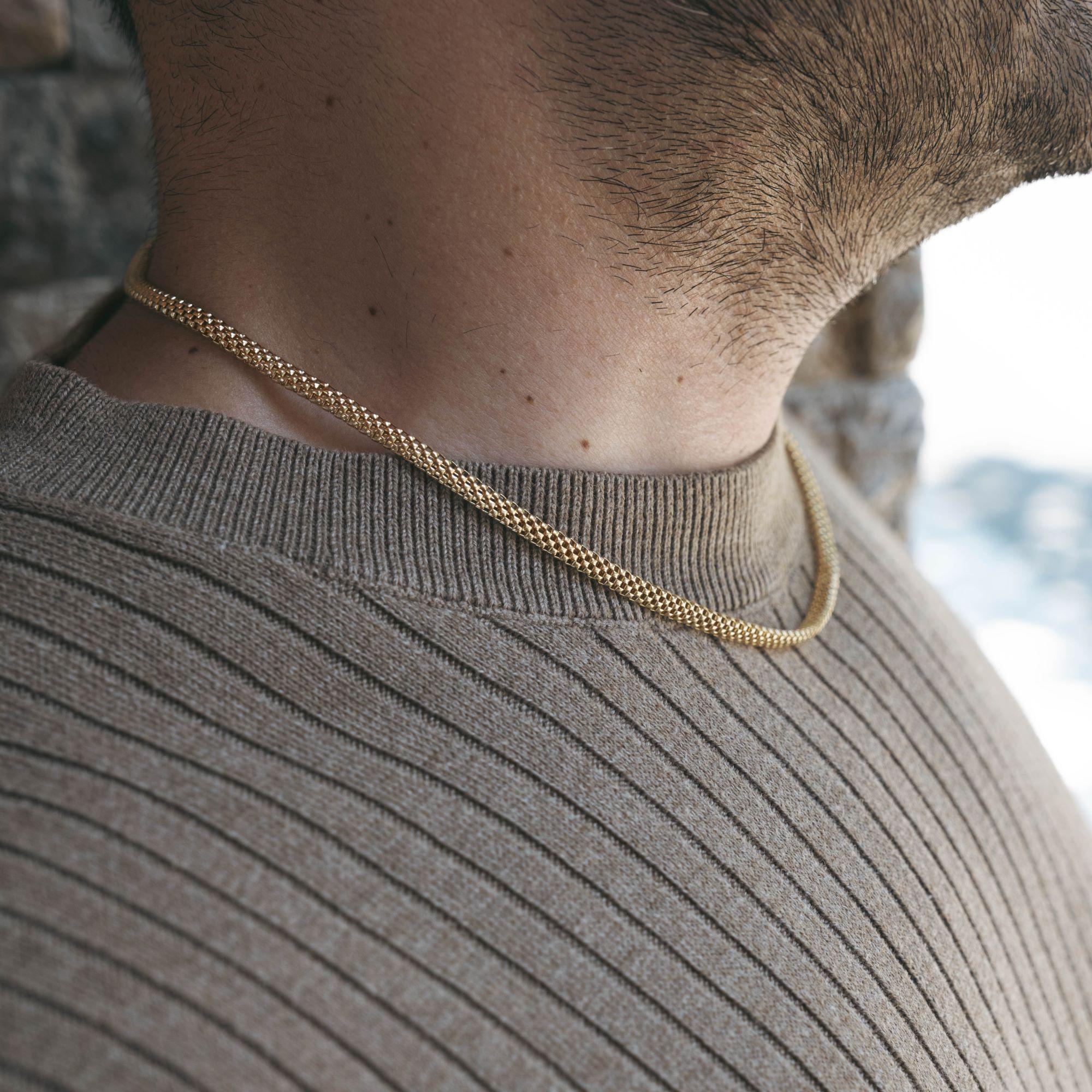 Collana a catena Popcorn in oro massiccio 14K - Gioielli massimalisti fatti a mano e audaci in vendita 3