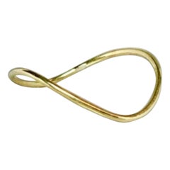 14k Solid Gold Thin Chevron Curved Ring Handmade Delicate Ocean Wave Valentines.