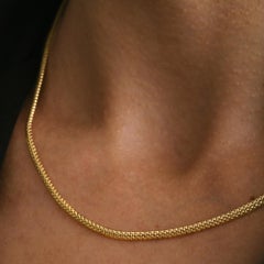 14K Solid Gold Thin Popcorn Chain Necklace – Lightweight Layering Design