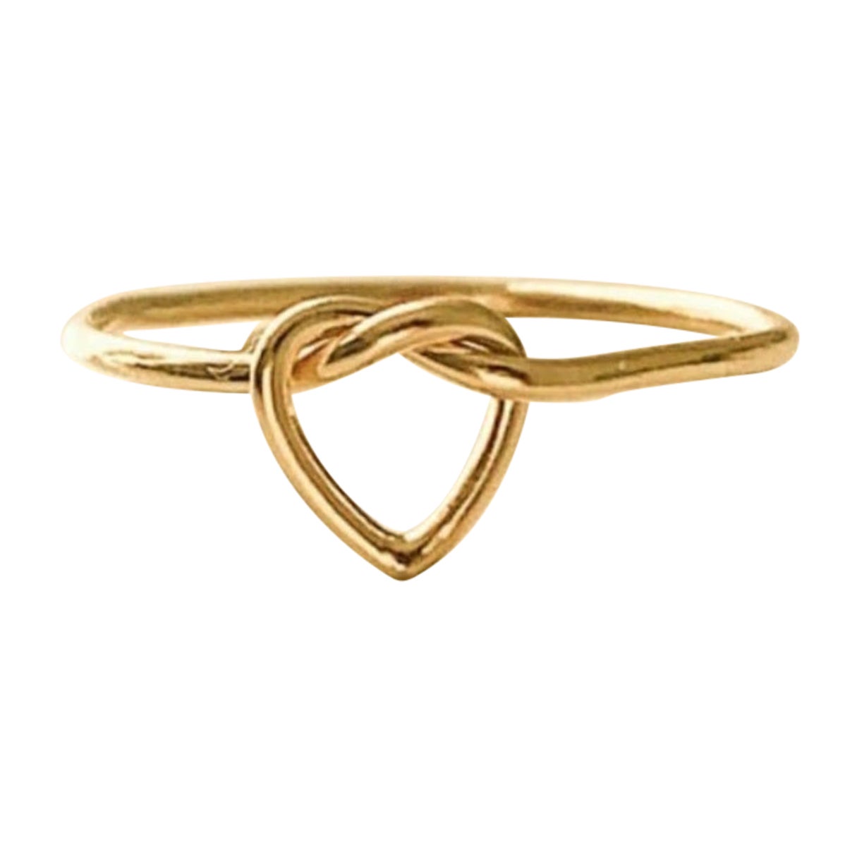 Anillo de oro macizo de 14 quilates con nudo en forma de corazón hecho a mano