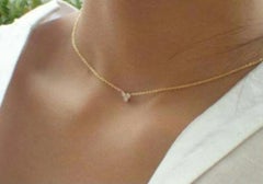 14K Solid Gold drei Diamant-Halskette für Frauen Cluster Diamant-Halskette.