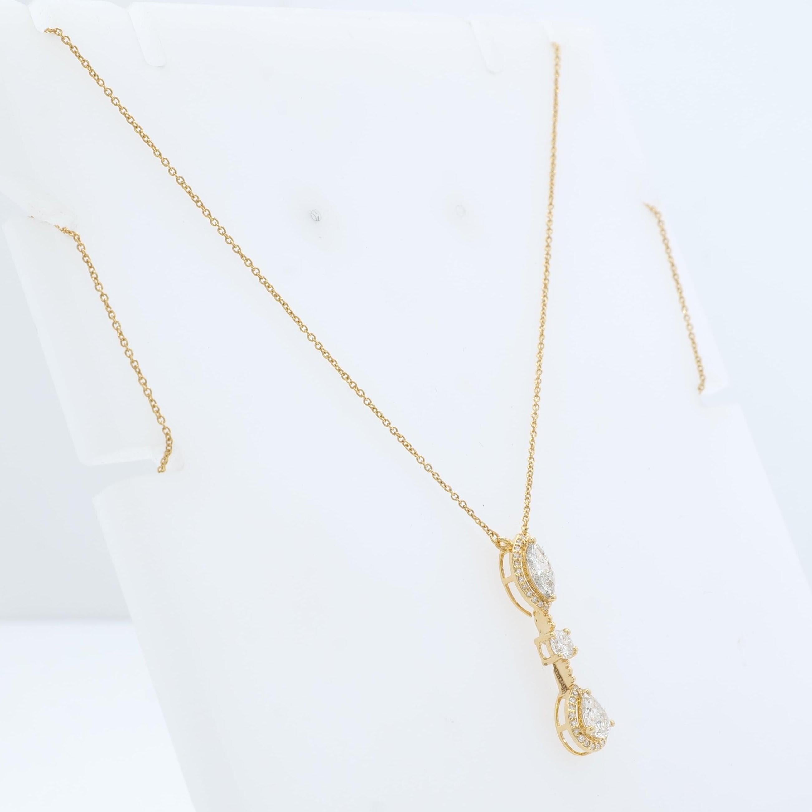 De las mujeres Collar De Tres Piedras De Oro Macizo De 14k Con Dimaantes Naturales (Certificados) en venta