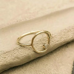 Tiny Diamond Karma Thin Ring Minimalist Dainty in 14k Solid Gold