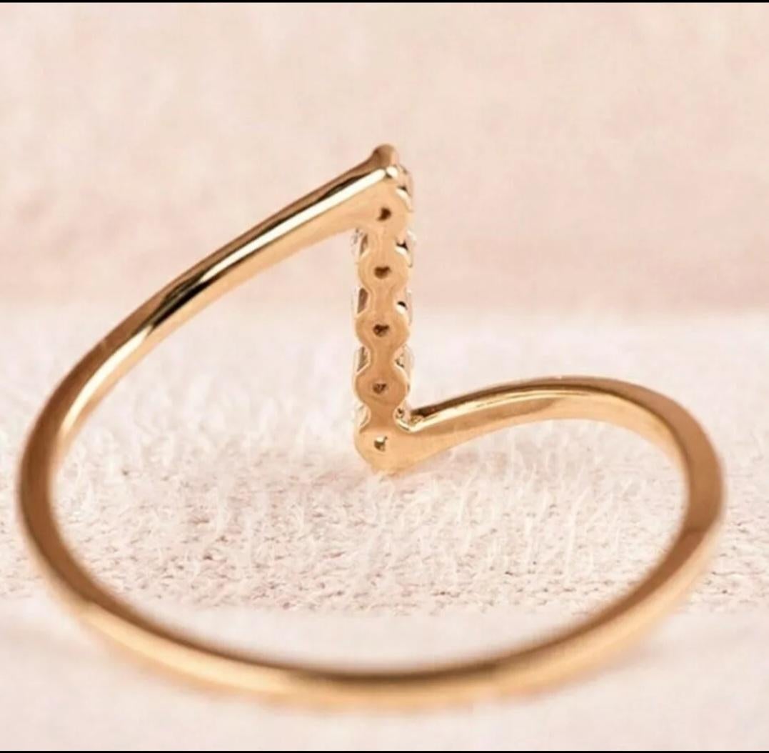 14k Solid Gold Tiny Diamond Skinny Dainty Ring Minimalist Diamond Gold Ring Gift For Sale 1