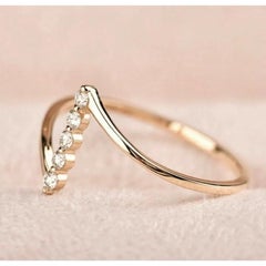 Bague en or massif 14k avec minuscule diamant Minimalist Skinny Dainty Ring