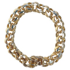 14k Solid Gold Unisex Circle Link Bracelet with Box Closure