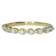 14K Solid Gold Wave Style Diamond Ring Band Christmas Ring.