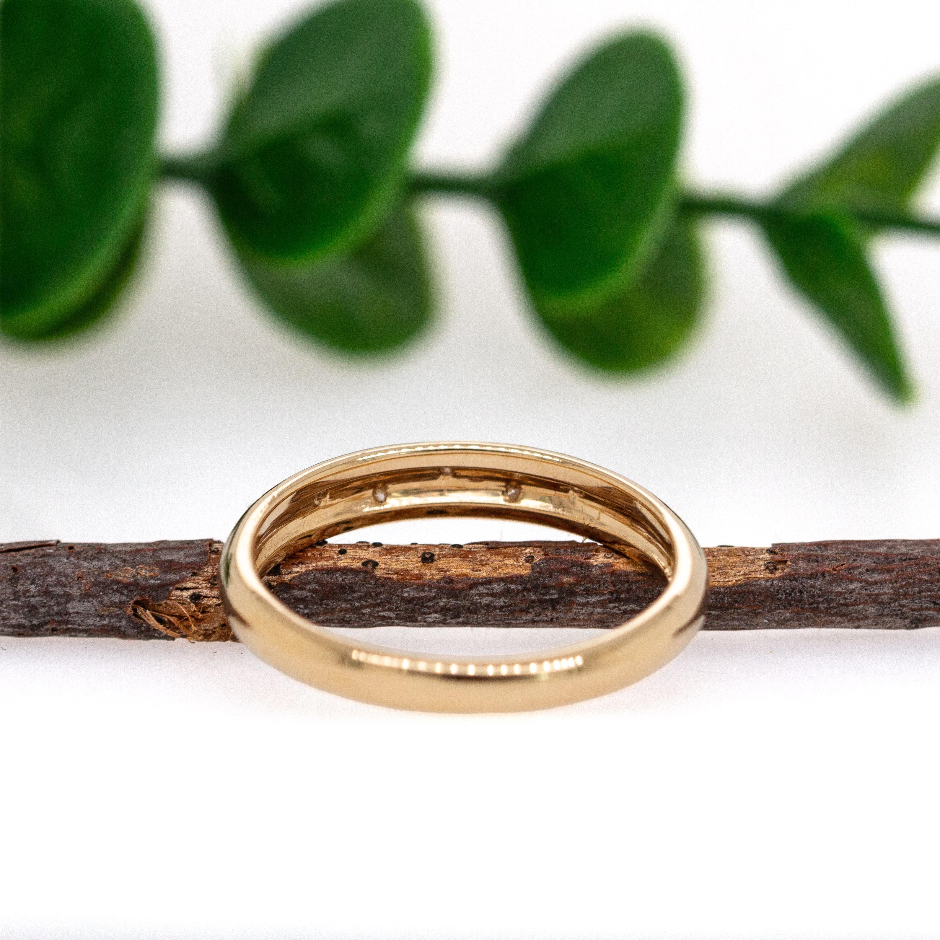 14K Solid Gold Hochzeit Band mit Erde abgebaut Diamant Akzente Damen im Angebot