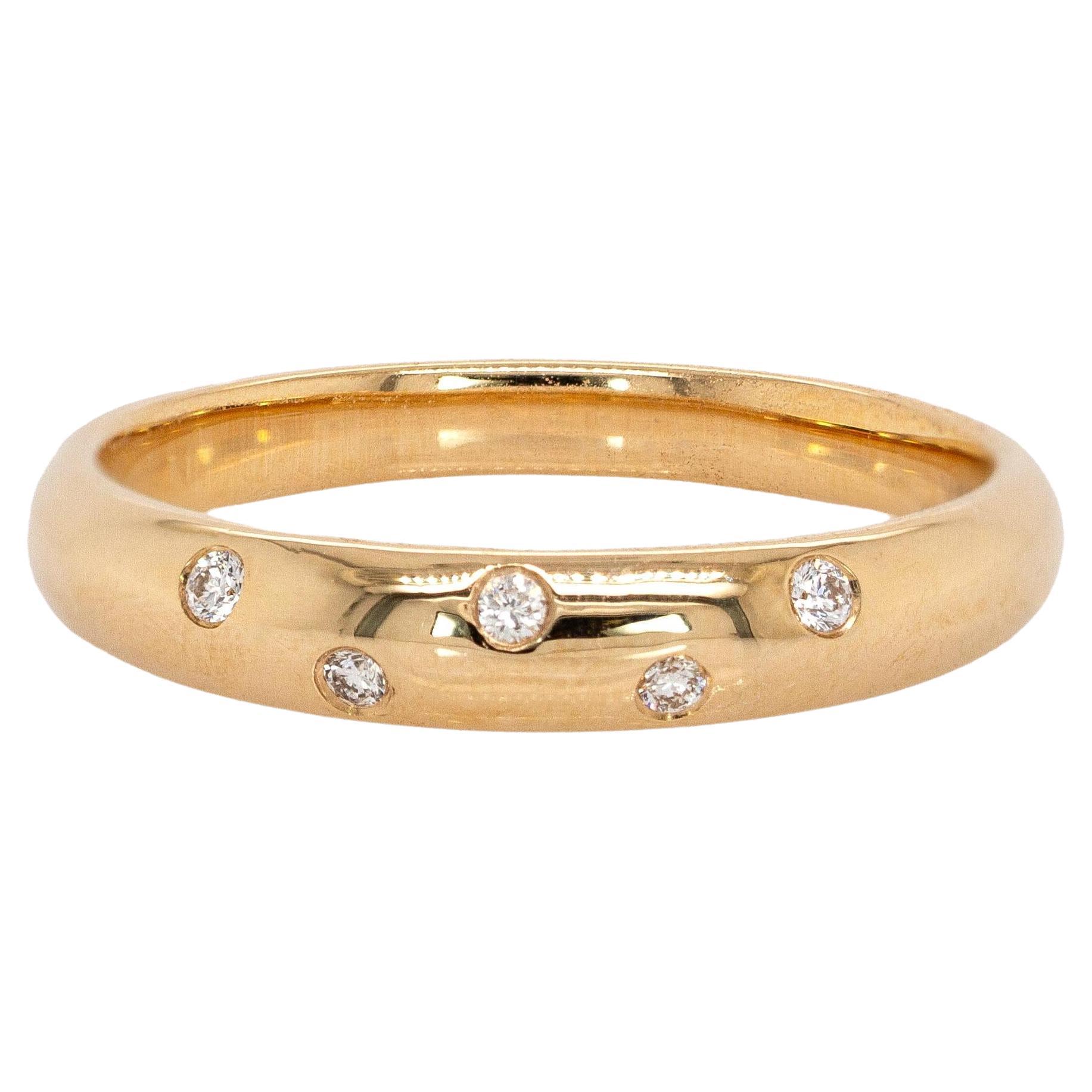 14K Solid Gold Hochzeit Band mit Erde abgebaut Diamant Akzente im Angebot