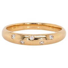 14K Solid Gold Wedding Band with Earth Mined Diamond Accents