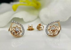 14k Solid Gold Wedding Diamond Water Drop Earrings