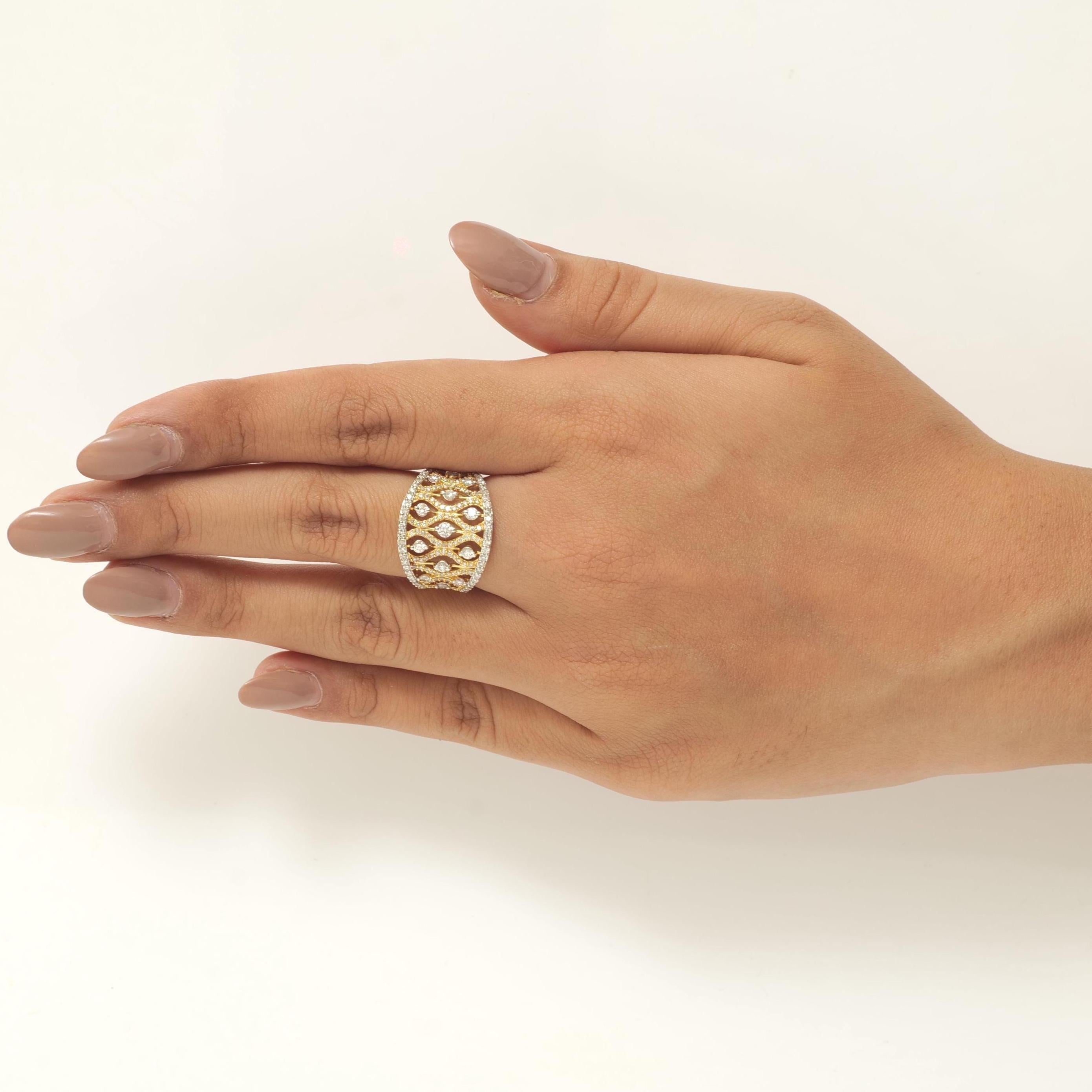 Anillo de oro macizo de 14 quilates con diamantes naturales (certificado) Art Decó en venta