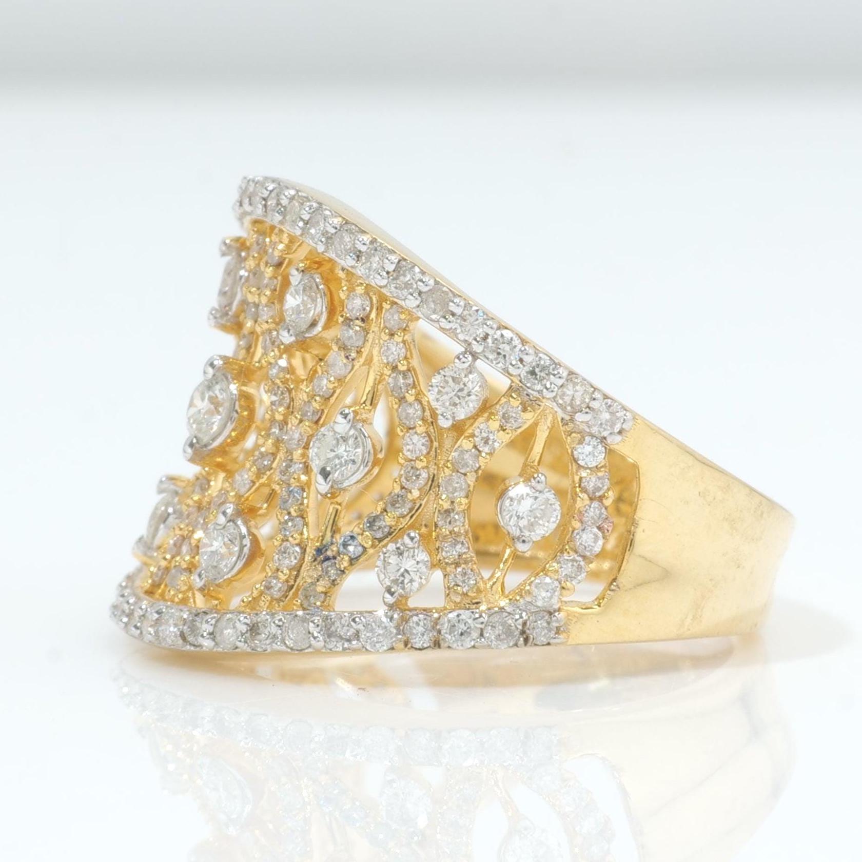 De las mujeres Anillo de oro macizo de 14 quilates con diamantes naturales (certificado) en venta