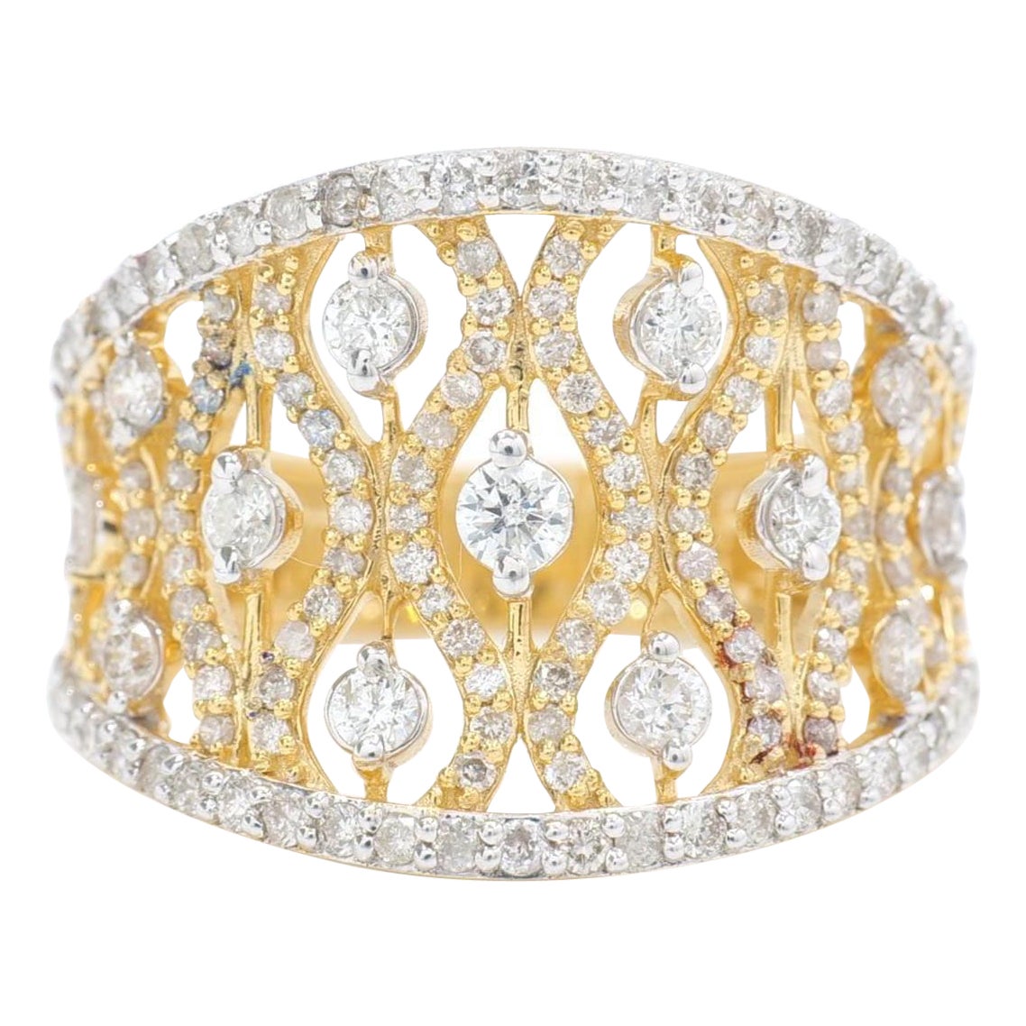 Anillo de oro macizo de 14 quilates con diamantes naturales (certificado) en venta