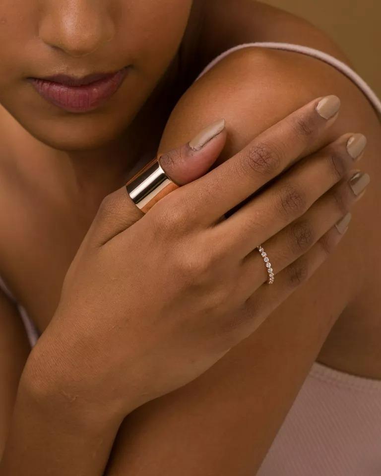 14k Solid Gold Wide Ring Band Unisex For Sale 1