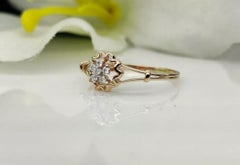 14k Solid Rose Gold Diamond Engagement Ring Band