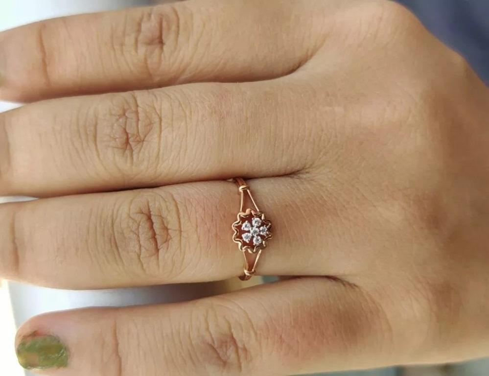 14k Solid Rose Gold Diamond Engagement Ring Band In New Condition For Sale In Chicago, IL