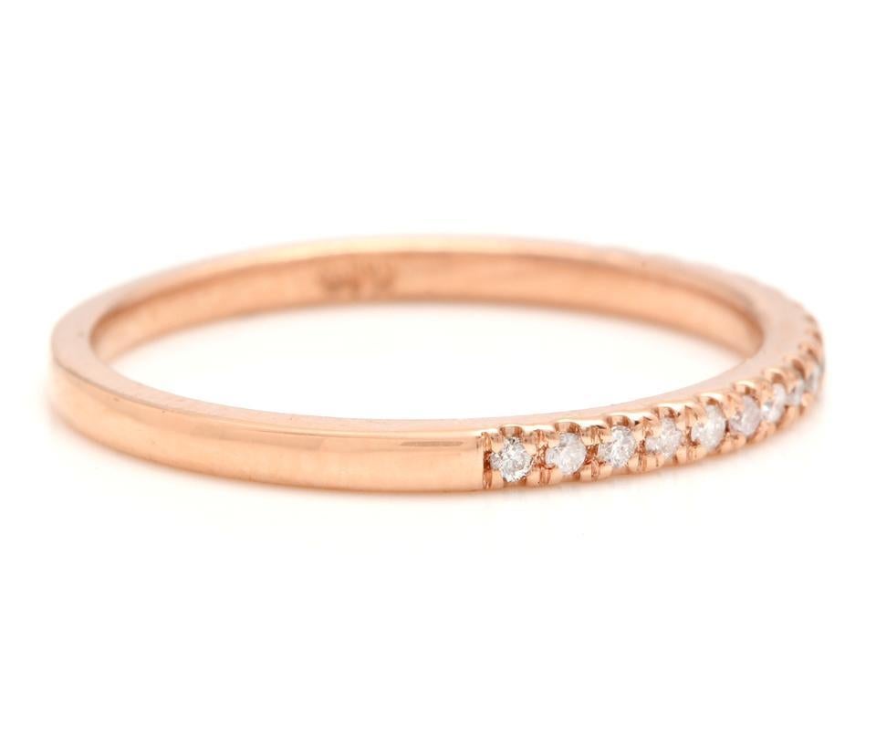 Round Cut 14 Karat Solid Rose Gold Diamond Wedding Band Ring For Sale