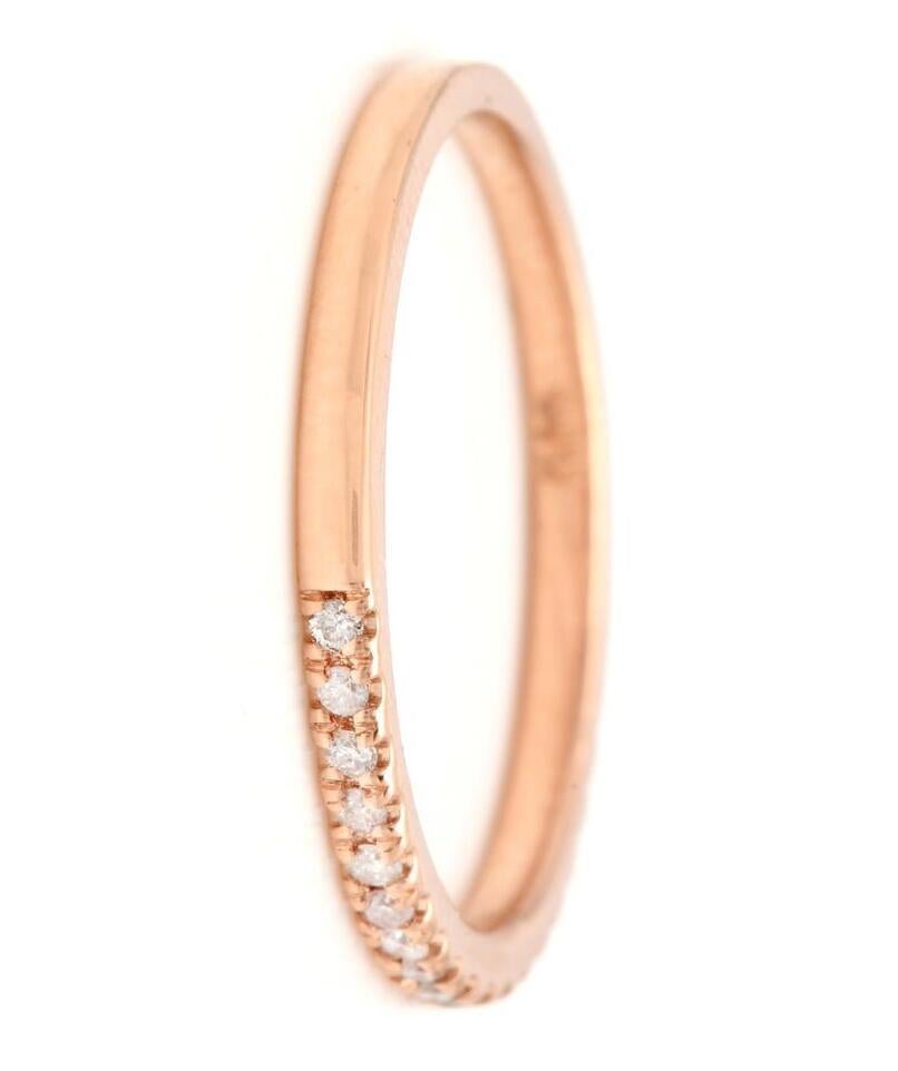 14 Karat Solid Rose Gold Diamond Wedding Band Ring In New Condition For Sale In Los Angeles, CA