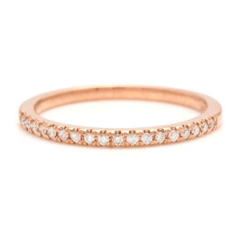 Rose Cut 14 Karat Solid Rose Gold Diamond Wedding Band Ring For Sale