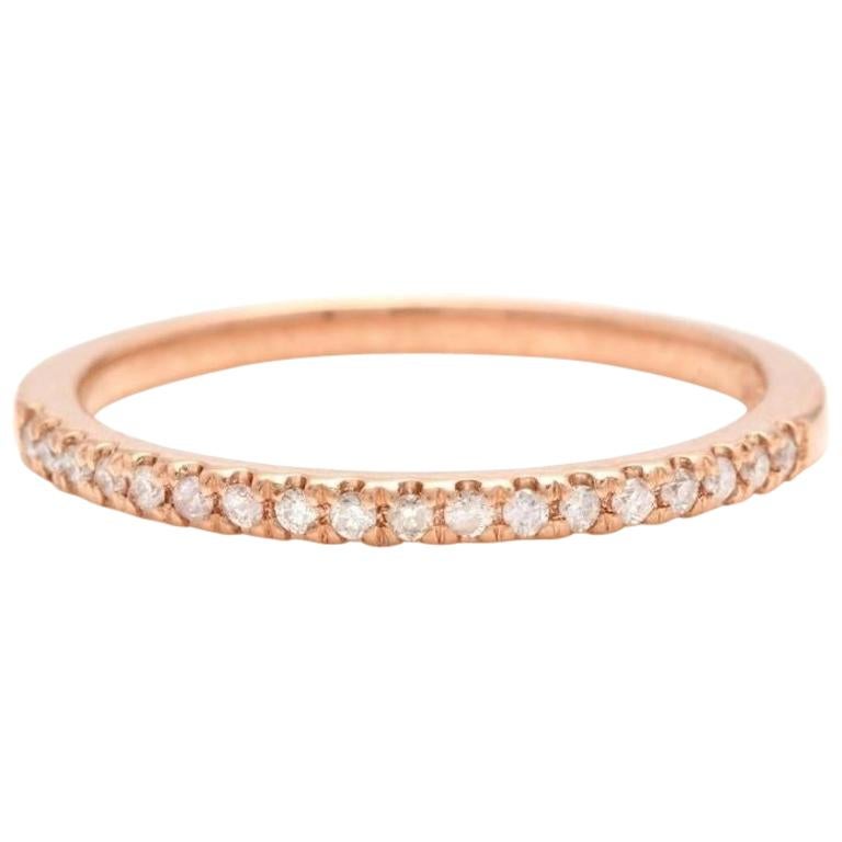 14 Karat Solid Rose Gold Diamond Wedding Band Ring For Sale