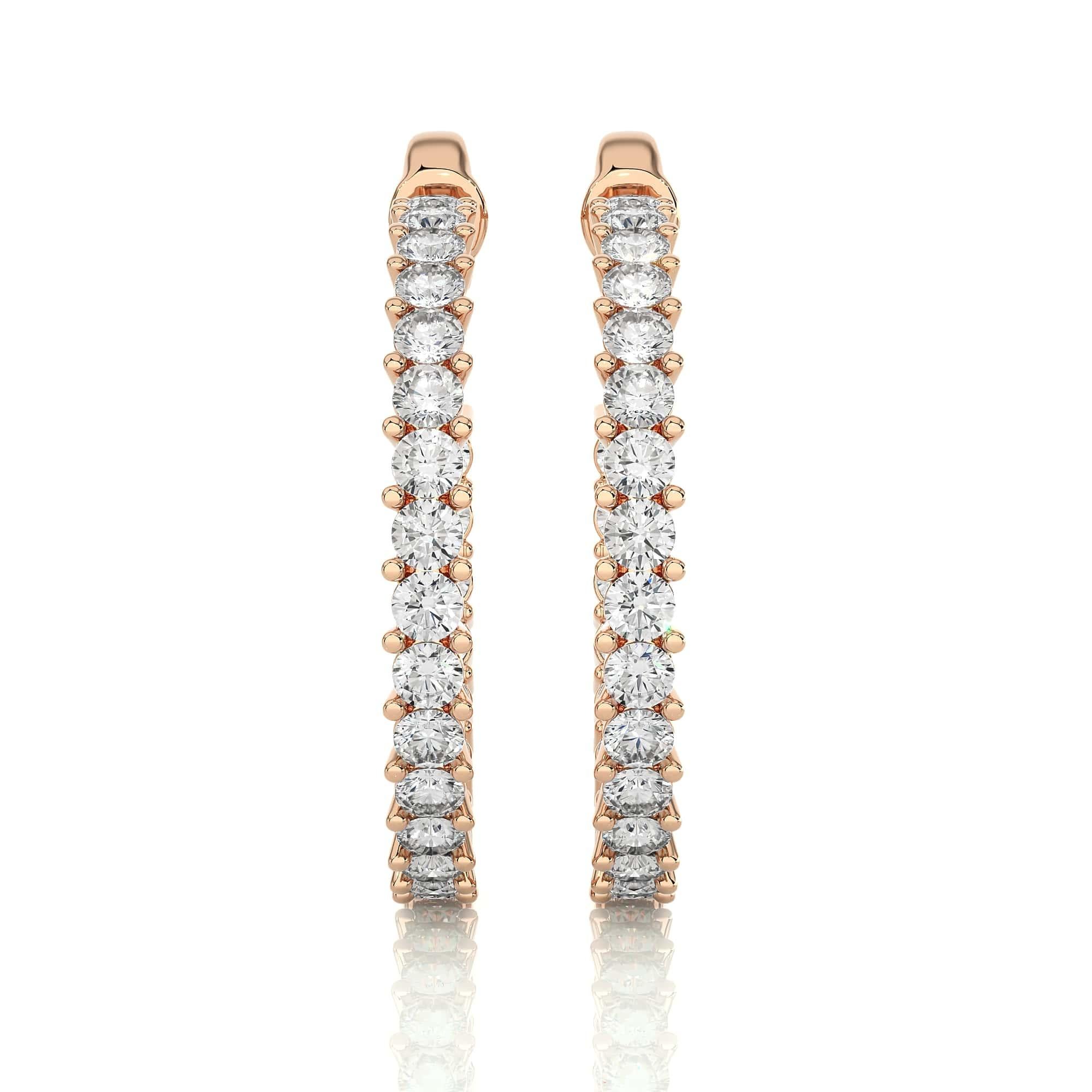 Modernist 14k Solid Rose Gold Exquisite Moissanite C-Hoops Gold Earring for Mom Jewelry For Sale