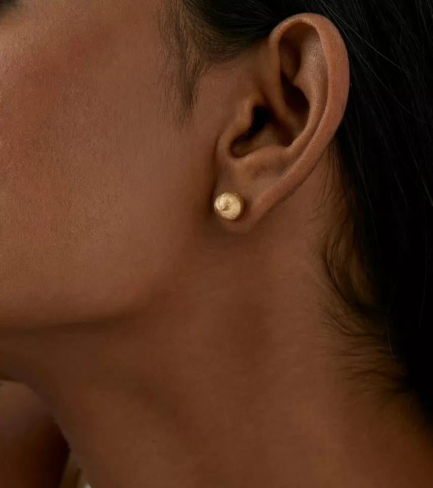 Women's 14k Solid Rose Gold Studs Round Earring For Sale