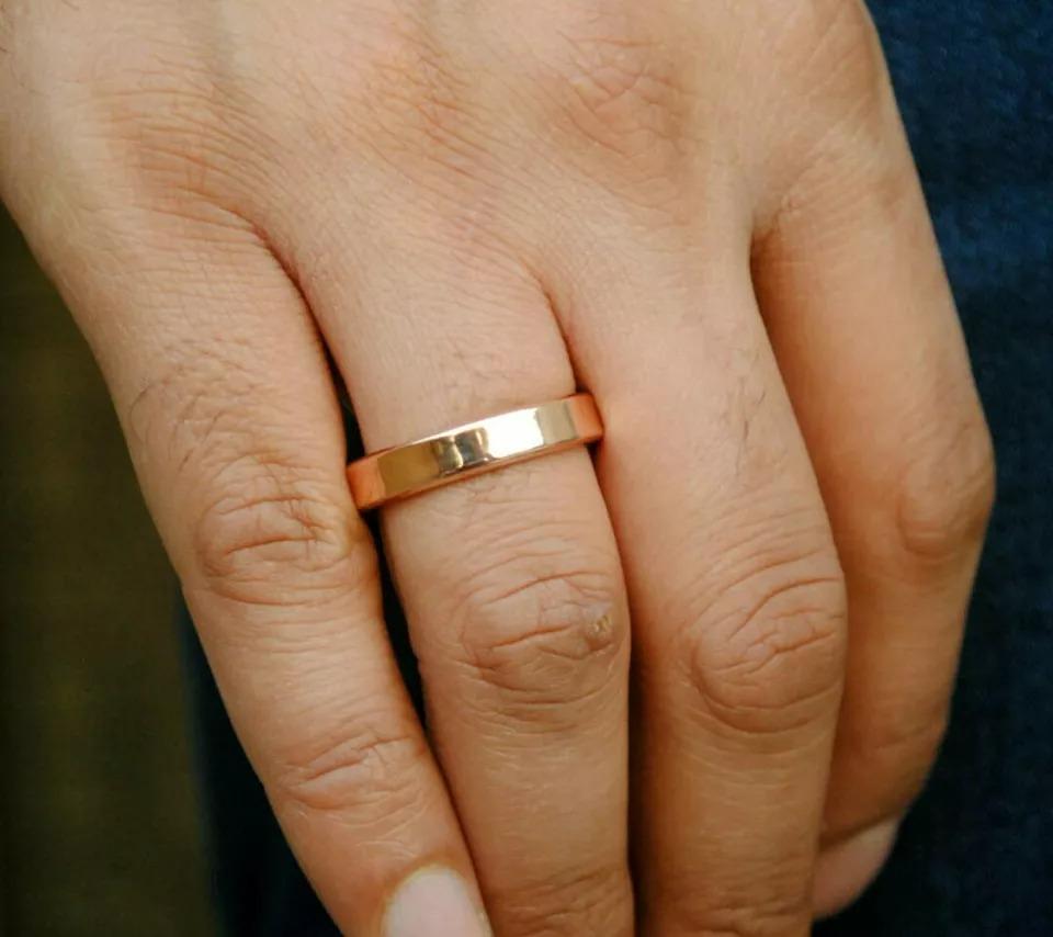 Men's 14k Solid Rose Gold Wedding Band Men Jewelry For Sale