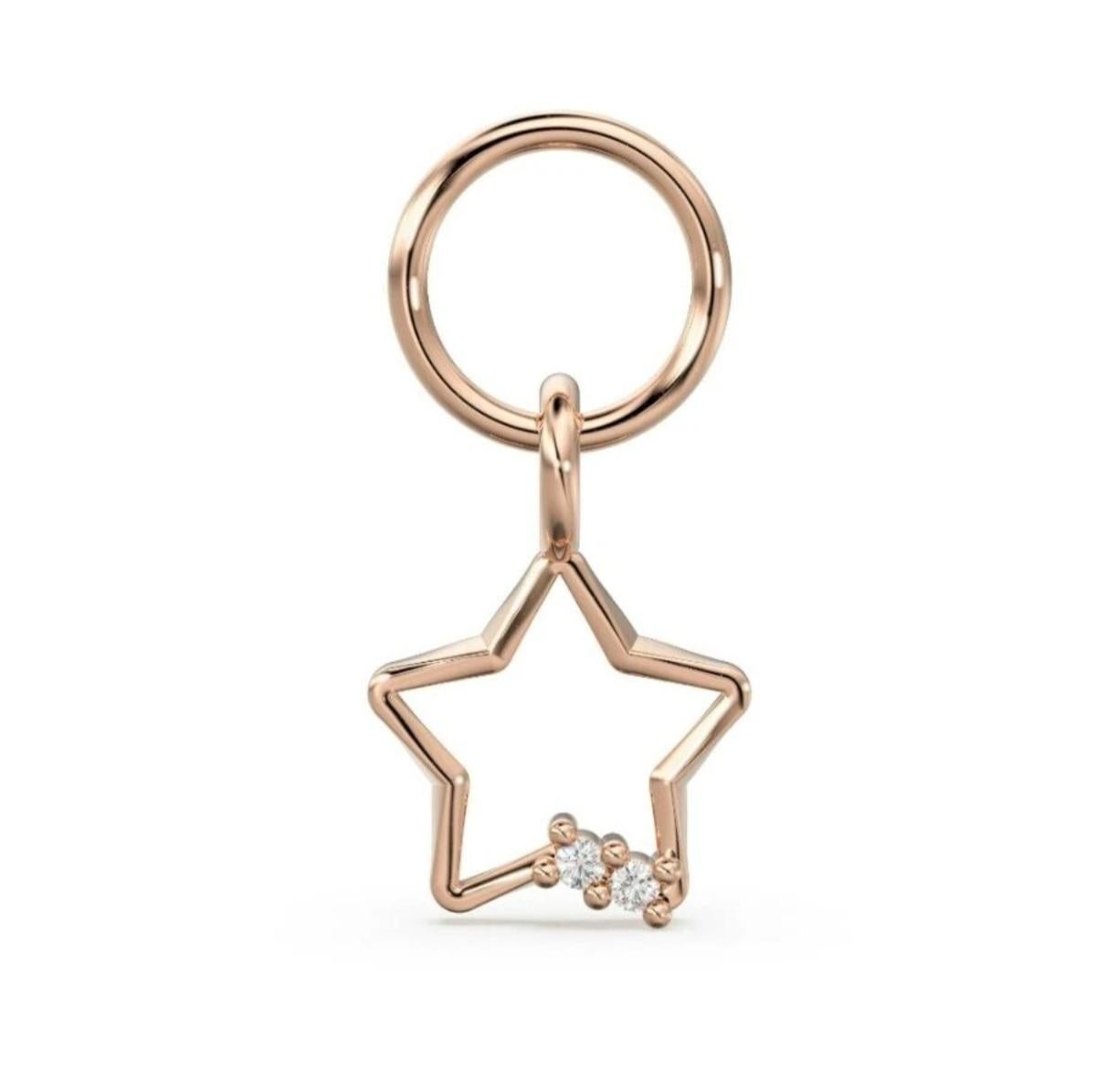 Ciondolo a stella solido 14K Ciondoli a forma di stella fatti a mano con diamanti naturali. in vendita 4