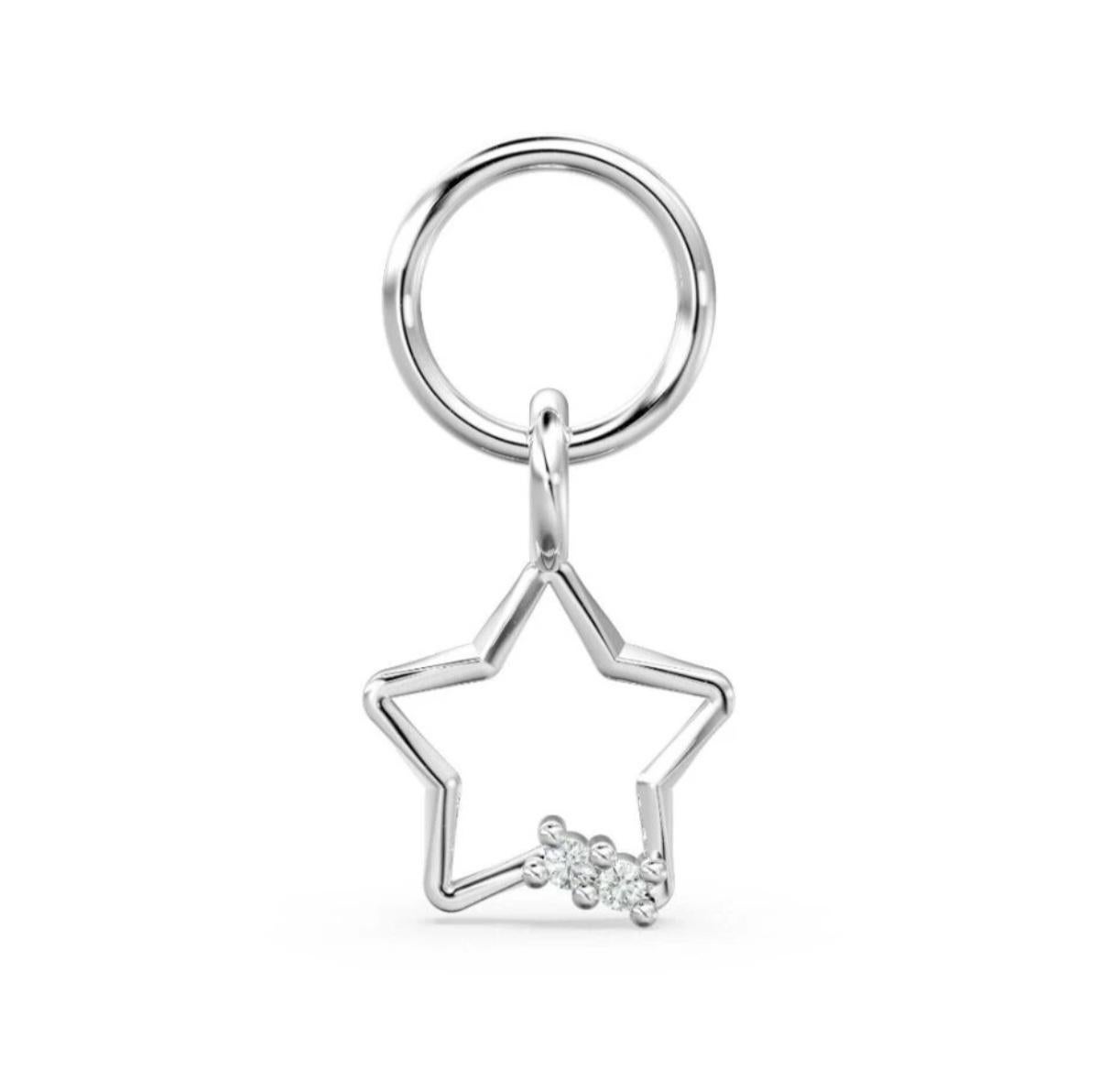 Ciondolo a stella solido 14K Ciondoli a forma di stella fatti a mano con diamanti naturali. in vendita 5