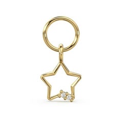 14K Solid Star Charm Pendant Natural Diamond Handmade Star Shape Pendants.