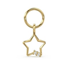 Pendentif breloque étoile massif 14 carats en forme d'étoile en diamant naturel fait à la main.