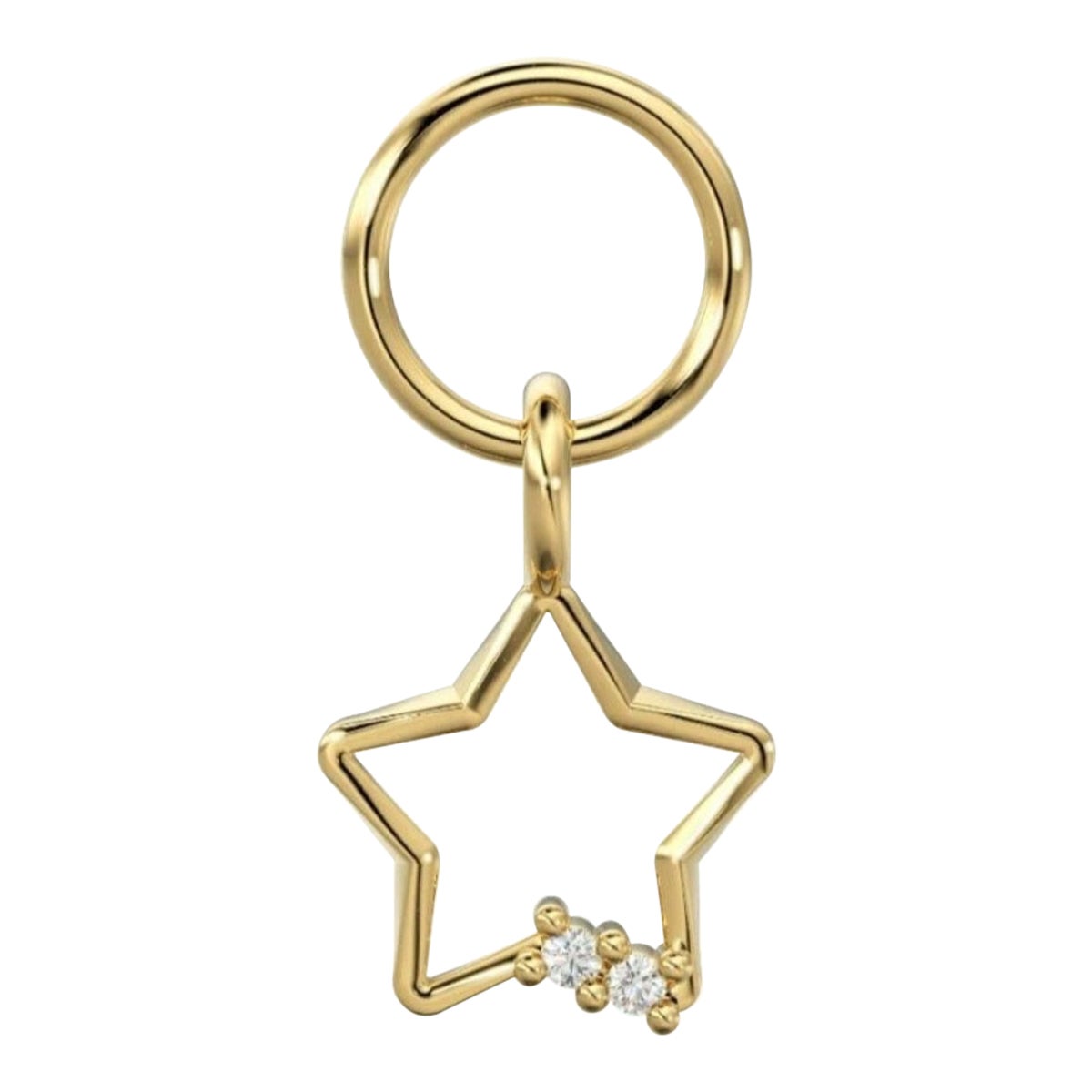 Pendentif breloque étoile massif 14 carats en forme d'étoile en diamant naturel fait à la main.