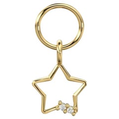 14K Solid Star Charm Pendant Natural Diamond Handmade Star Shape Pendants.