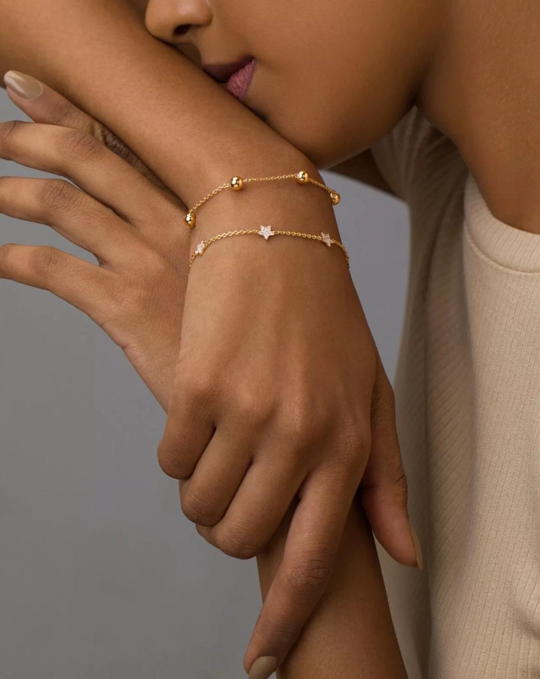 14k Solid White Diamond Star Stations Bracelet Gold Anniversary For Sale 3