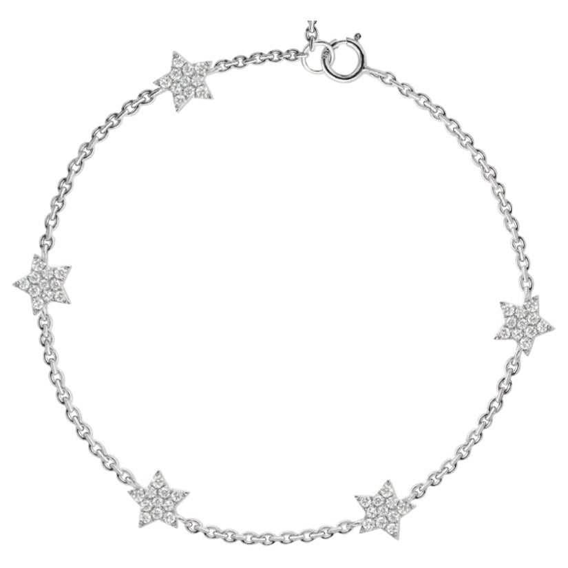 Bracciale a stella con diamanti bianchi solidi 14k - Anniversario d'oro