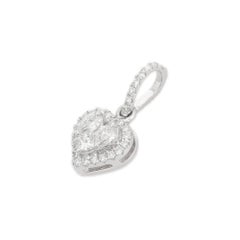14k Solid White Gold Dainty Diamond Heart Pendant Gift For Her, Christmas Gift