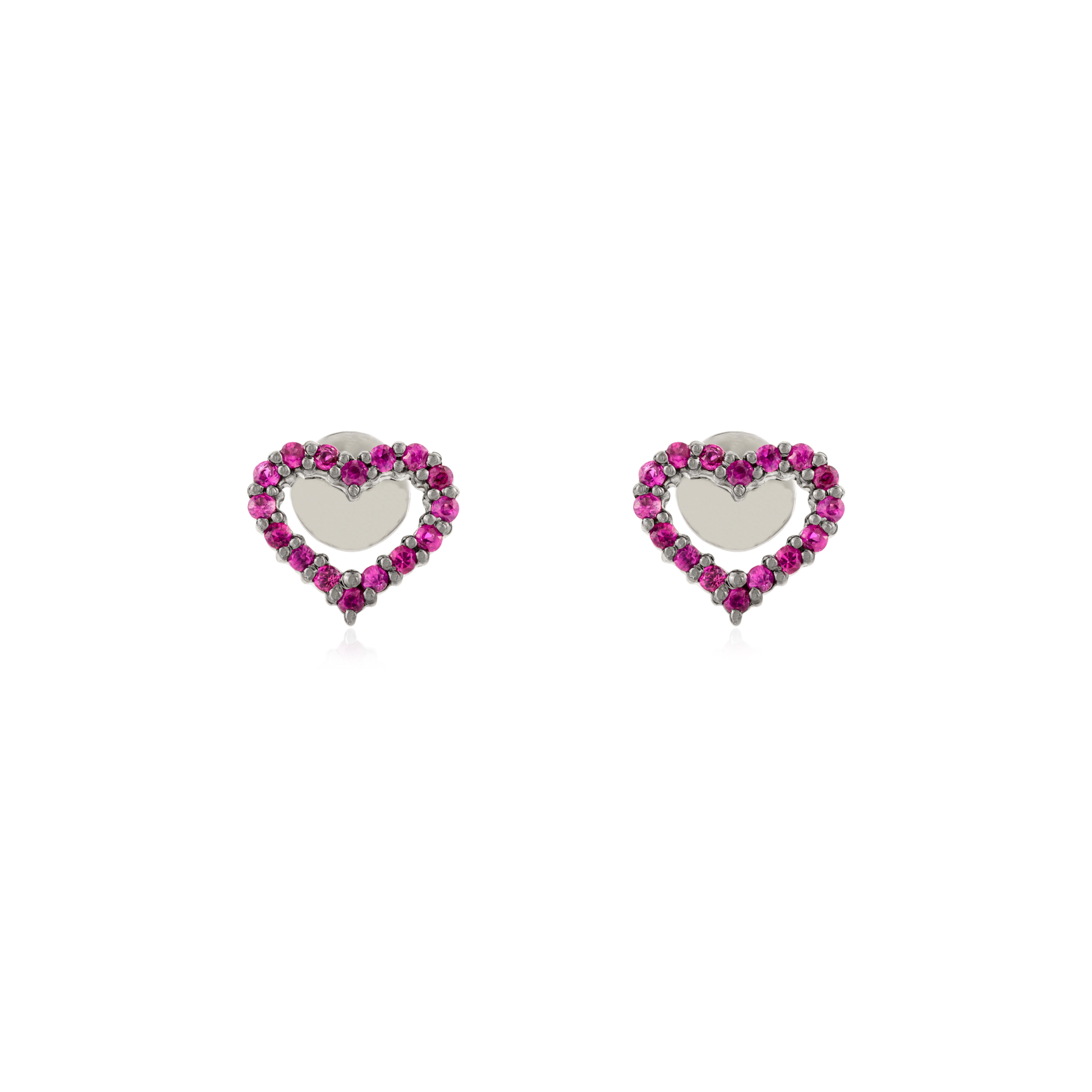 14k Solid White Gold Heart Shaped Natural Ruby Stud Earrings Handmade Jewelry to make a statement with your look. You shall need these stud earrings to make a statement with your look. These earrings create a sparkling, luxurious look featuring
