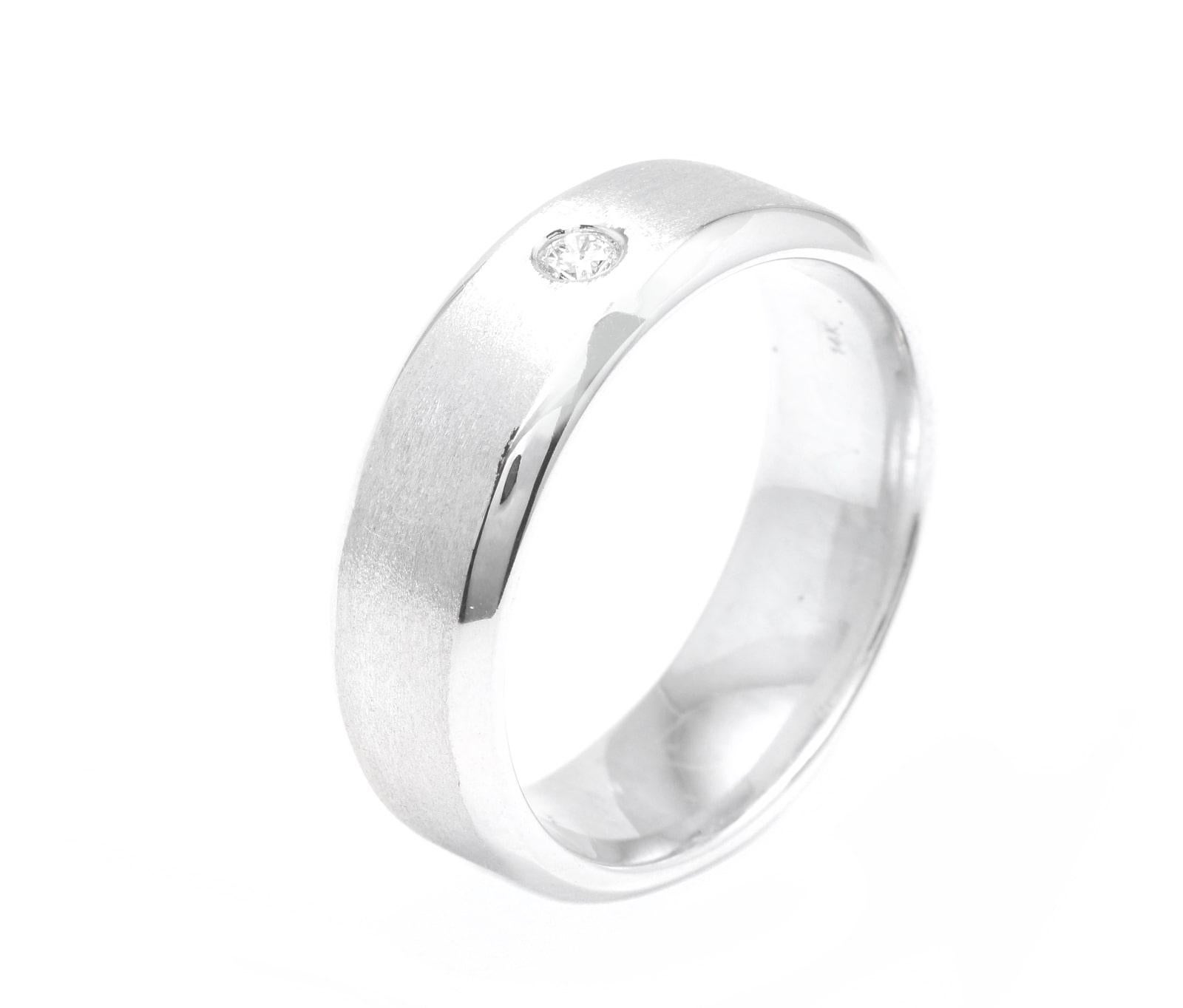 14K Solid White Gold Diamond Men's Matte Wedding Ring

Amazing looking piece!

Suggested Replacement Value: $5,000.00

Total Natural Round Cut Diamond Weight: Approx. 0.08 Carats (color G / Clarity VS2)

Width of the ring: 7mm

Ring Size: 10 (free