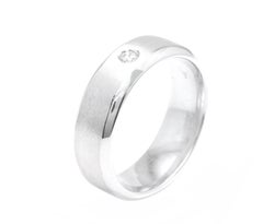Bague de mariage pour homme en or blanc massif 14 carats avec diamants