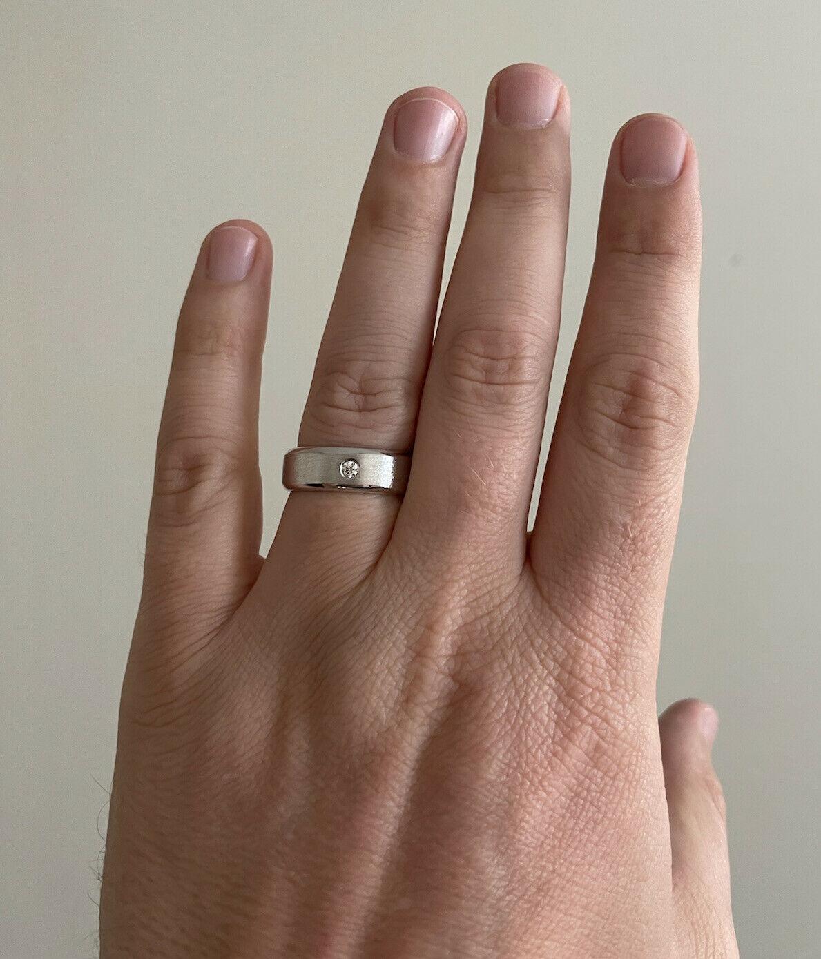14K Solid White Gold Diamond Men's Matte Wedding Ring For Sale 1