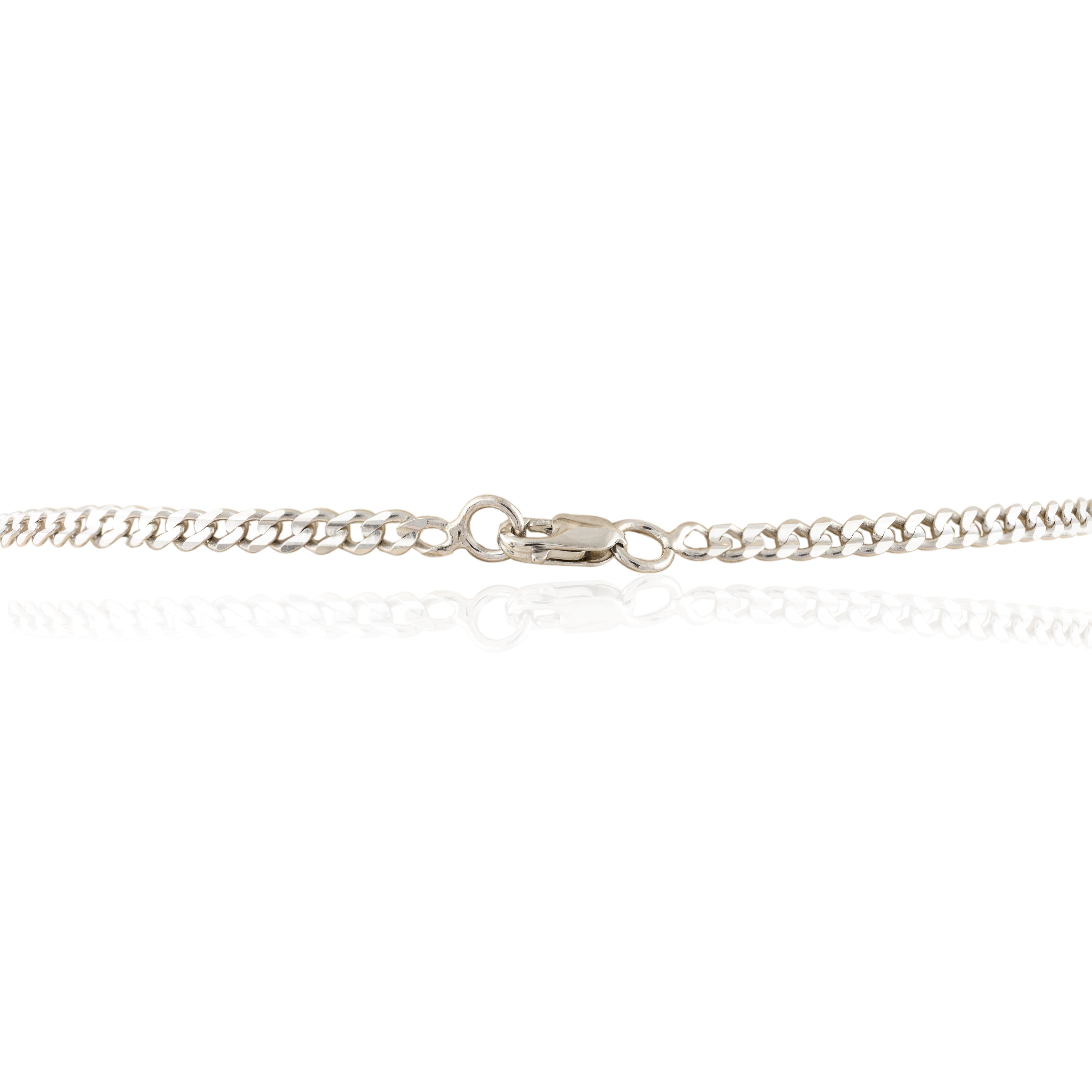 14k Solid White Gold Diamond Chain Necklace, Fine Jewelry Gift For Daughter For Sale 3
